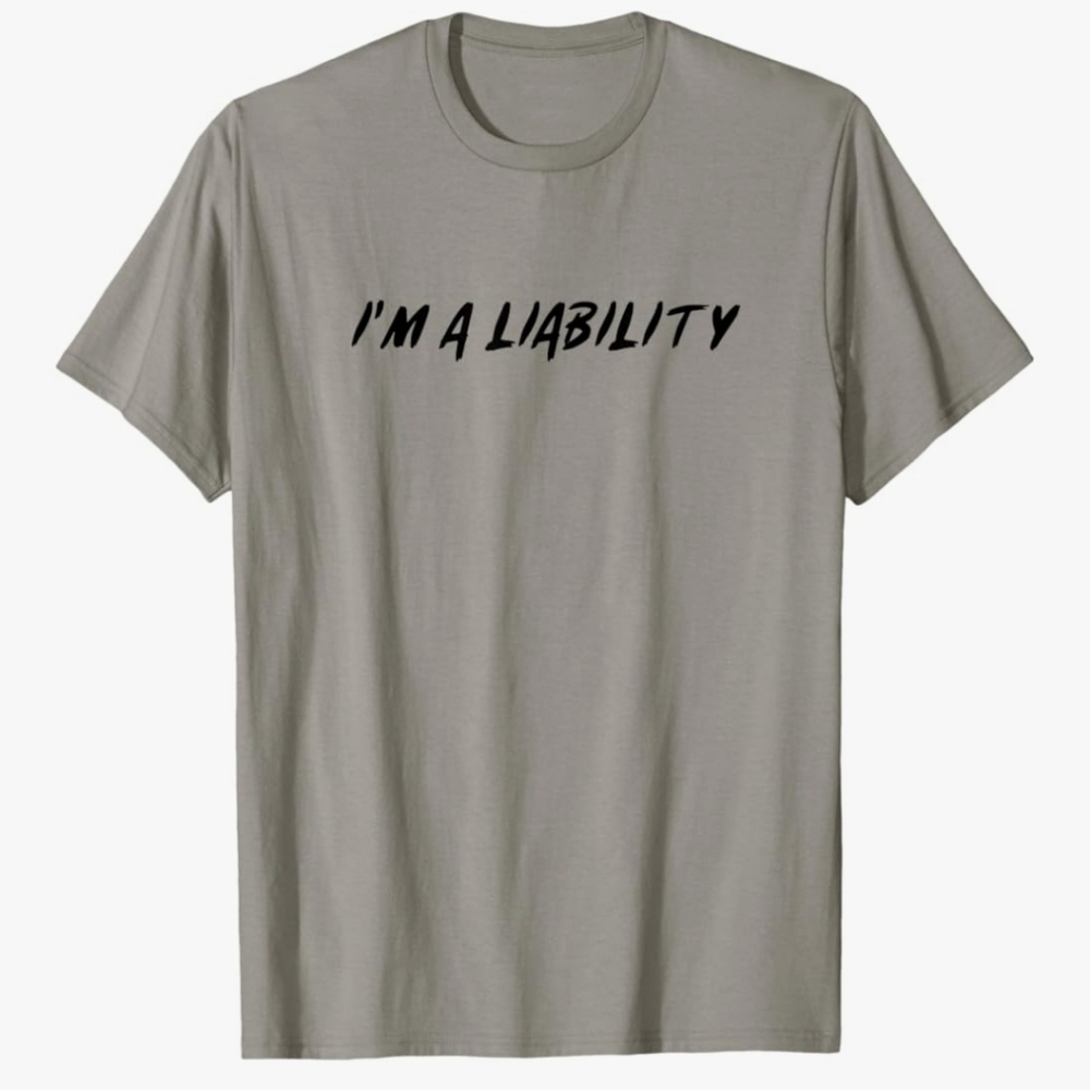 Amazon "I'm A Liabilty" Slate Graphic T-Shirt XL NWT Port and Company AB-1846